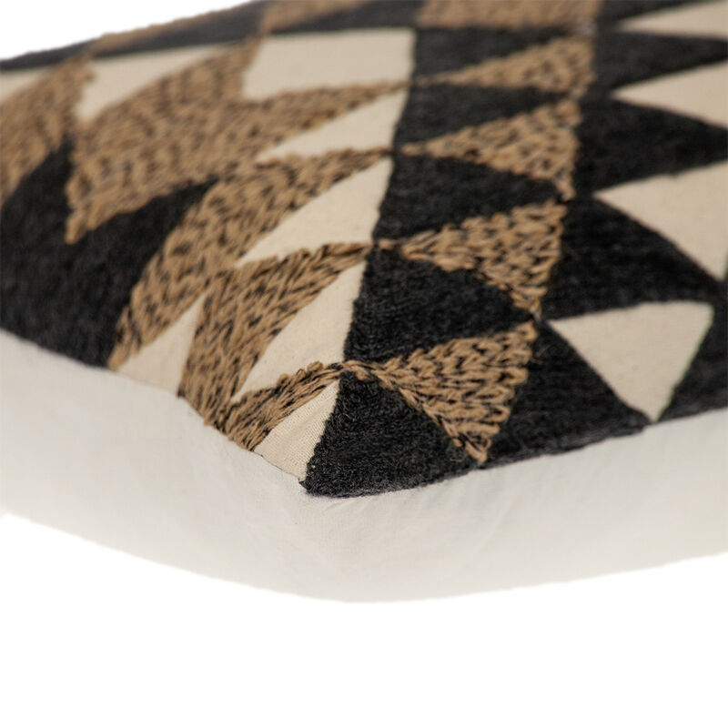 HomeRoots 14" X 20" Beige and Black Geometric Cotton Throw Pillow image number 3
