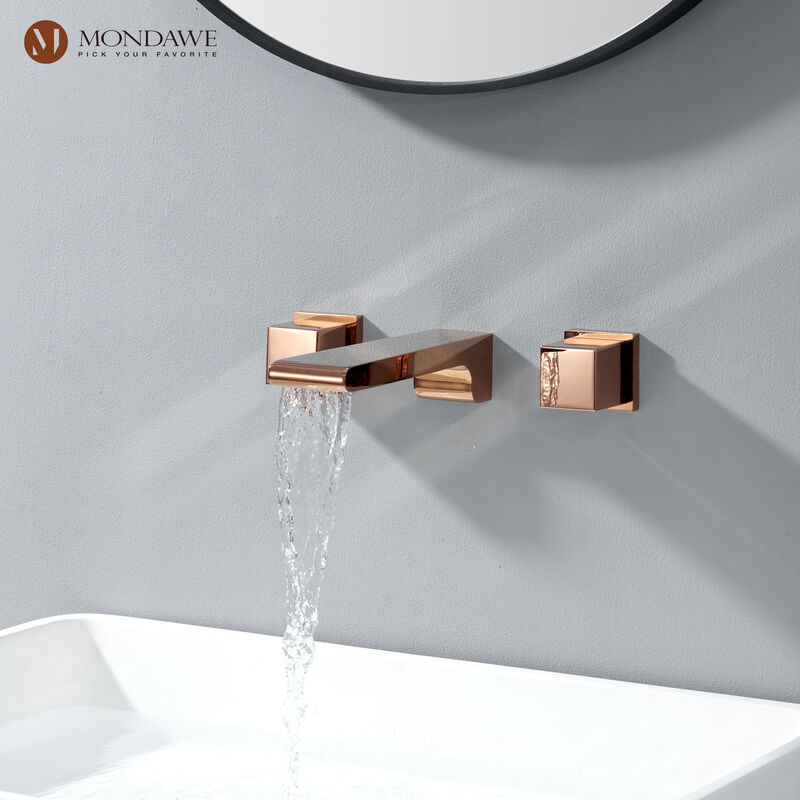 Mondawe Luxury 8 in. Widespread Wall Mounted Bathroom Faucet with Double Handles with Valve (1-Pack)