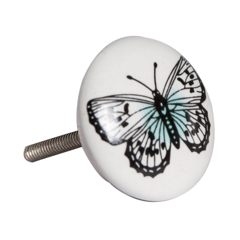 HomeRoots Set of Eight Black And White Ceramic And Metal Drawer Pull Knobs image number 2