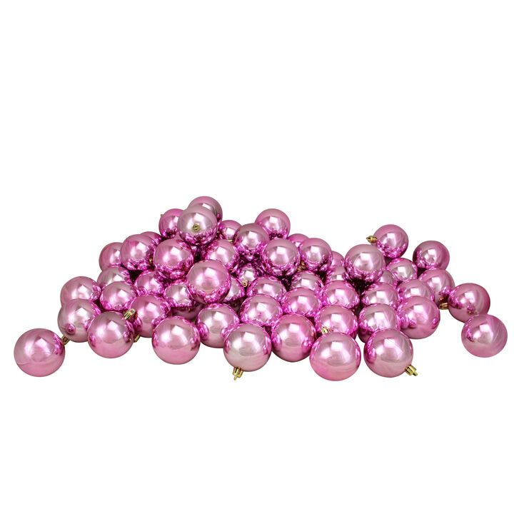 60ct Bubblegum Pink Shatterproof Shiny Christmas Ball Ornaments 2.5" (60mm)