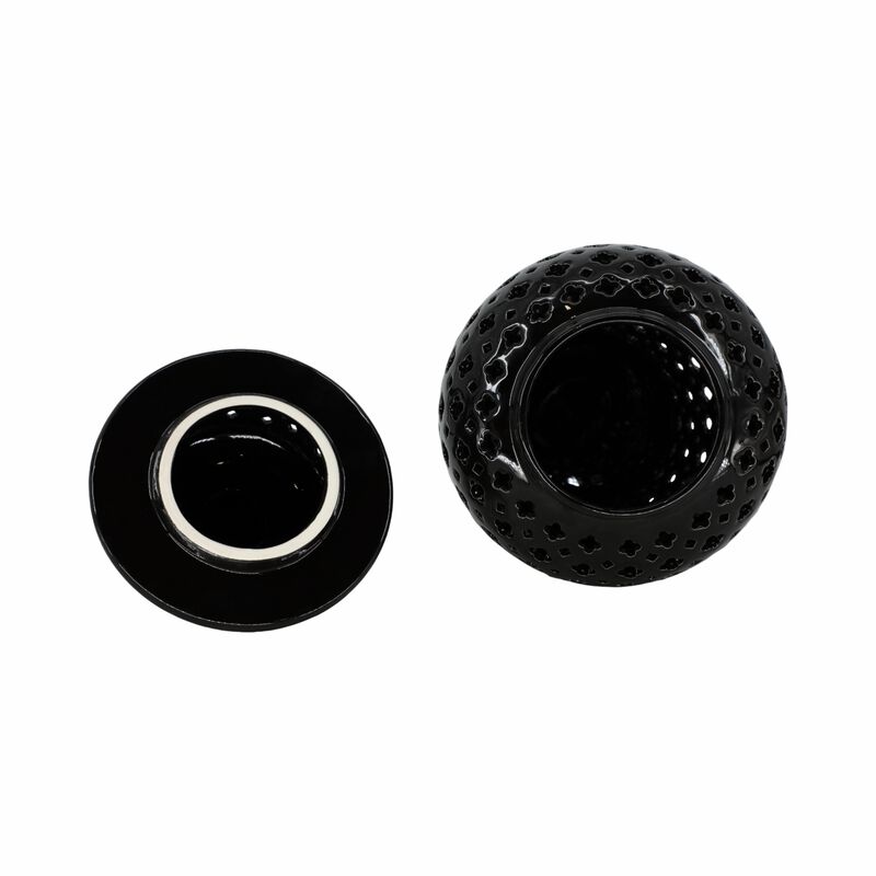 24" Cut-out Clover Temple Jar, Black image number 4