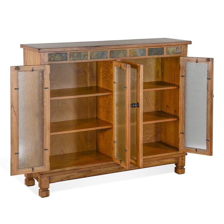 Starlight Canyon Home Brown Solid Wood Bookcase with Glass Doors, Small Cabinet with Storage
