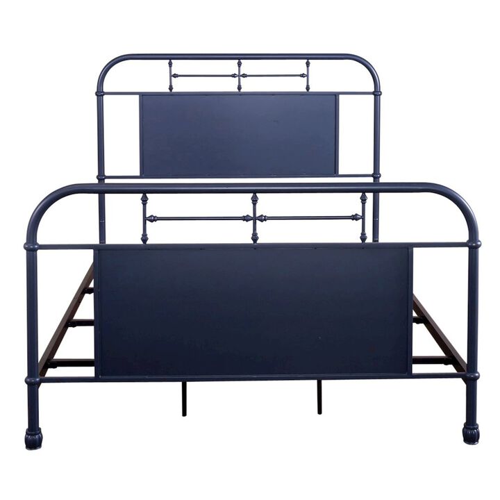 Liberty Furniture Vintage Series Queen Metal Bed- Navy in Distressed Metal