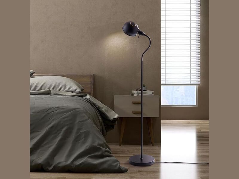 Adjustable Floor Lamp with Gooseneck Rotatable Shade E26 Socket Black image number 1