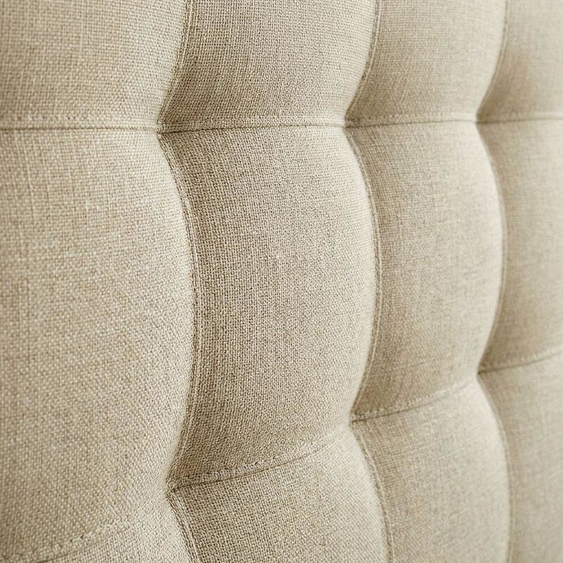 Tufted Upholstered Headboard in Linen Fabric, Elegant Design for King Bed image number 4