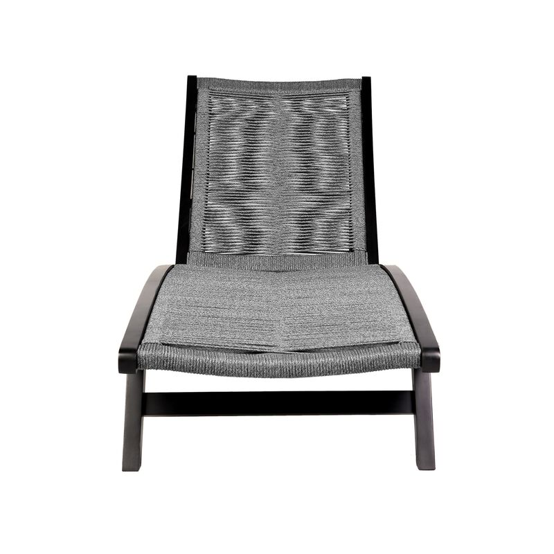 Kin 72 Inch Adjustable Patio Chaise Lounger, Rope Weave, Wheels, Gray-Benzara