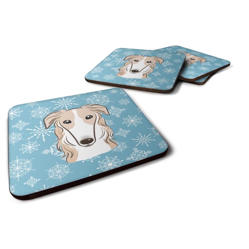 Caroline's Treasures BB1662FC Snowflake Borzoi Foam Coasters (Set of 4), 3.5, Multicolor