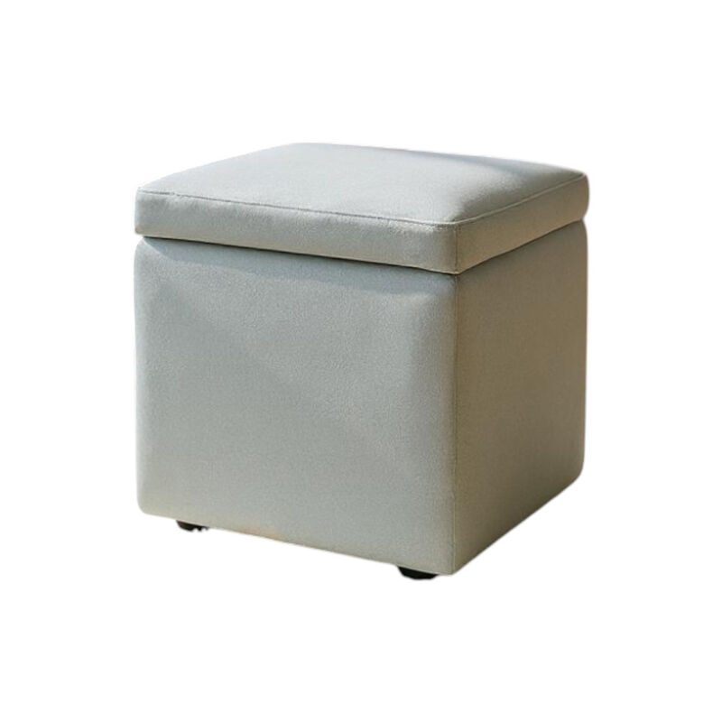 Compact Storage Ottoman, Textured Square Seat with Hidden Storage for Living Room, Entryway, or Bedroom