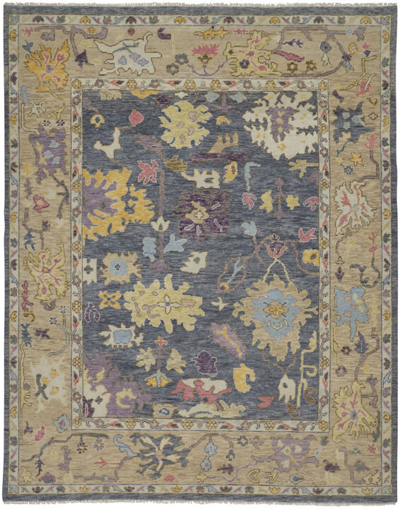 HomeRoots Wool Oriental Hand Knotted Area Rug With Fringe