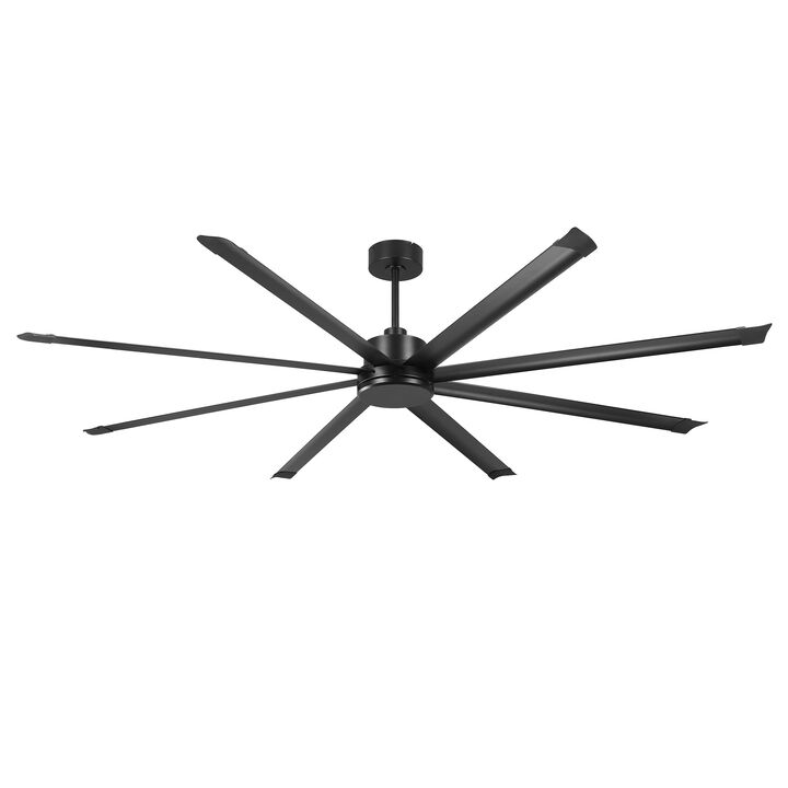 120" Industrial Black Reversible 8 Aluminum Blades Extra Large Ceiling Fan with Remote for Warehouse, garage, or Factory