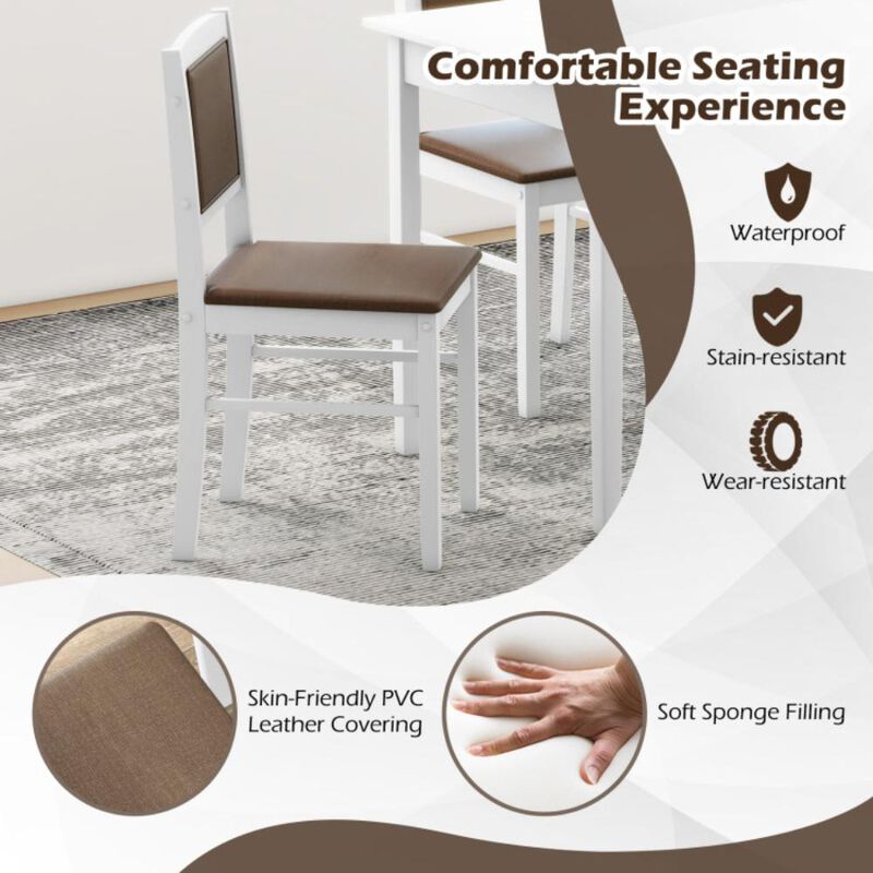 Hivvago 5-Piece Dining Set for 4 with Rubber Wood Legs for Small Dining Room