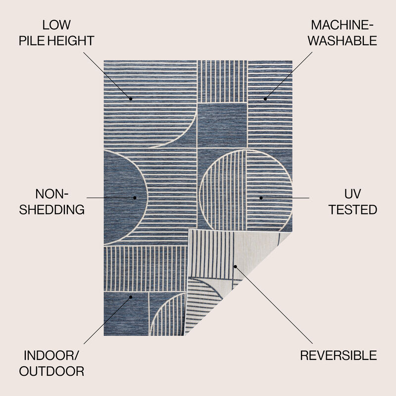 Modern Geometric Lines Reversible Machine-Washable Indoor/Outdoor Area Rug