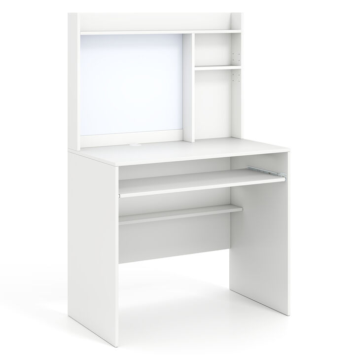 Compact Office Desk with Hutch and Magnetic Whiteboard for Productivity