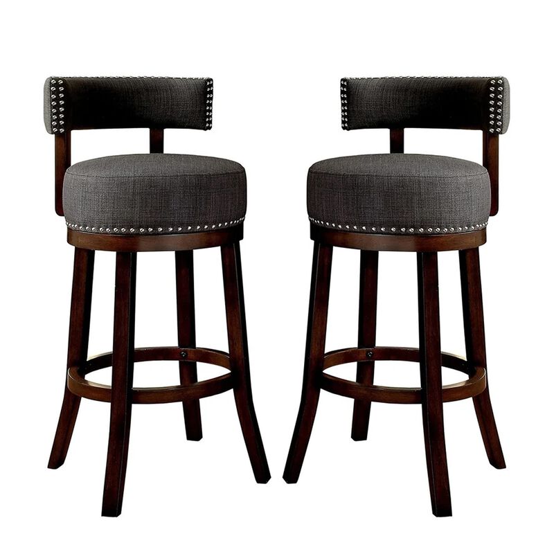 Lynsey Contemporary 24"Barstool With linen Cushion, Gray Finish, Set of 2 image number 0