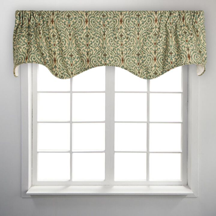 Ellis Curtain Sri Lanka Lined Scallop Window Valance With 3" Rod Pocket - 50x16", Green