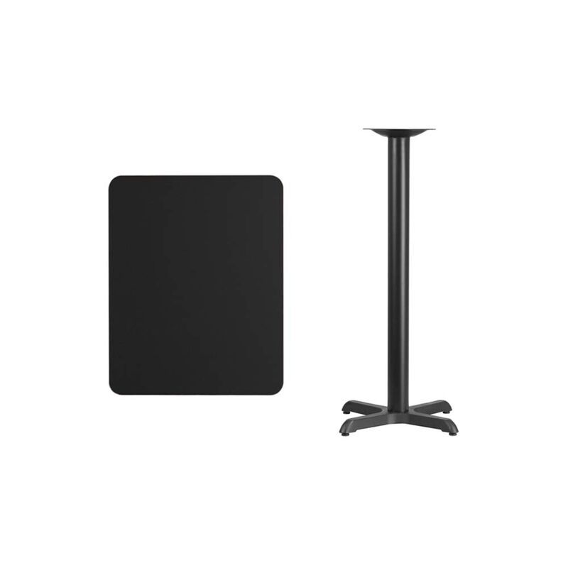 Flash Furniture Stiles 24'' x 30'' Rectangular Black Laminate Table Top with 22'' x 22'' Bar Height Table Base