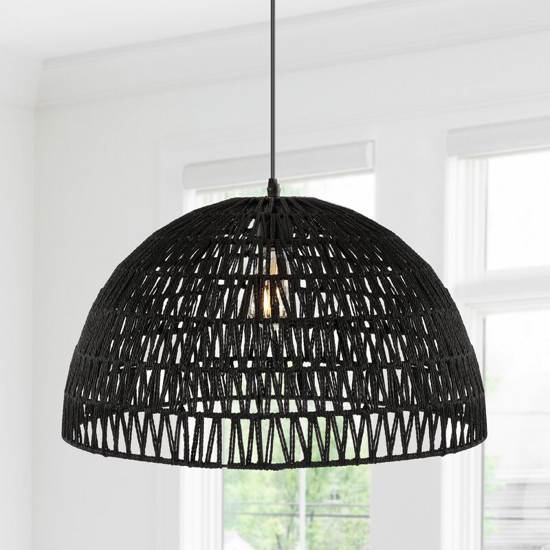 Campana Bohemian Modern Woven Rattaniron LED Pendant