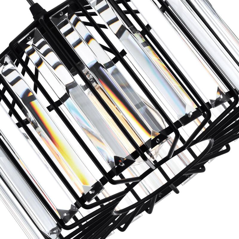 Alethia 1 Light Drum Shade Pendant With Black Finish