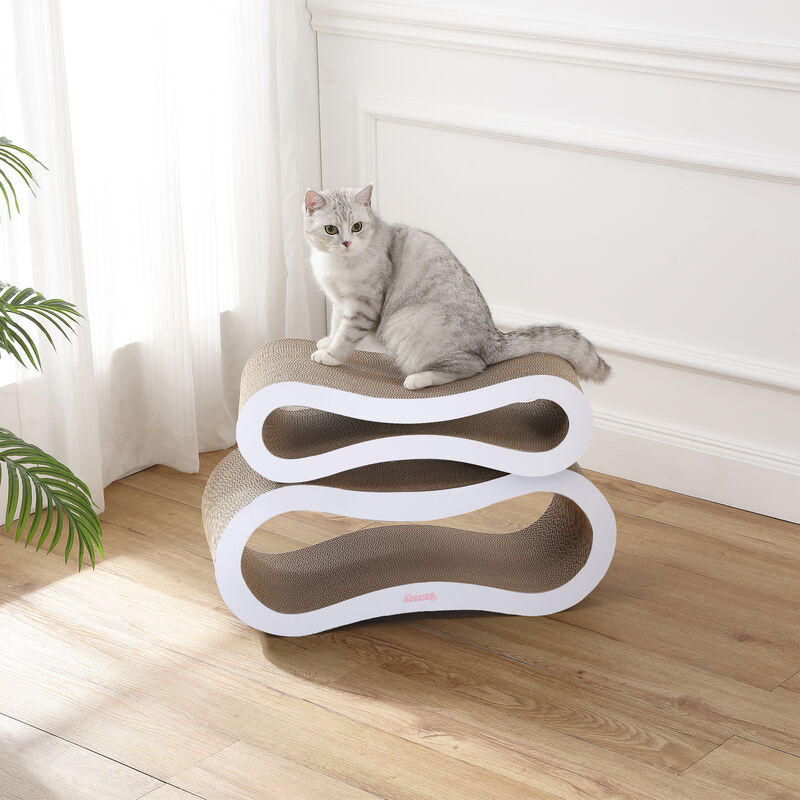 Suvi Modern Cardboard Infinity 2-in-1 Lounge Bed Cat Scratcher with Catnip