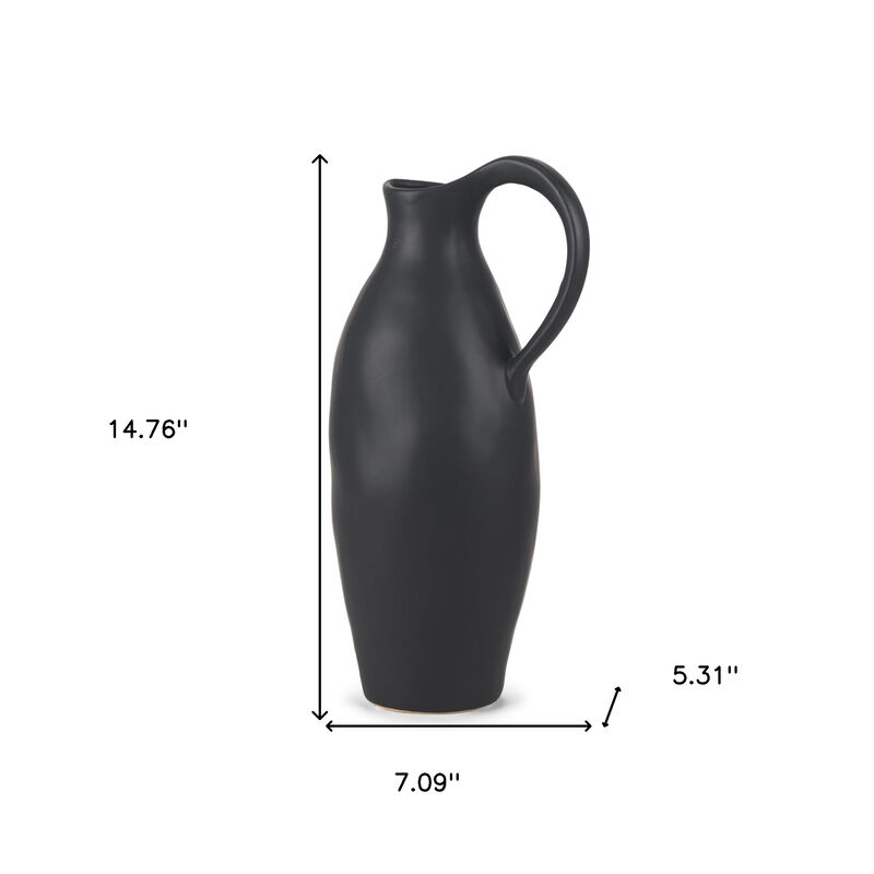 HomeRoots 15" Black Ceramic Bud Jug Vase image number 3