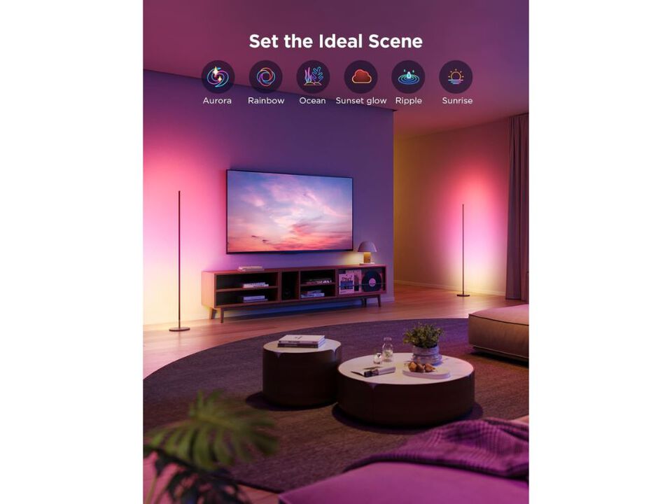 RGBIC Smart Floor Lamp Two Pack with Voice Control for Bedroom Living Room