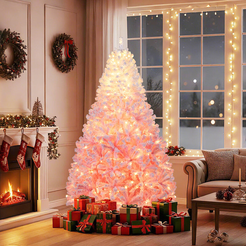 Holiday Artificial Christmas Tree with Warm White LED Lights and 8 Lighting Modes image number 1