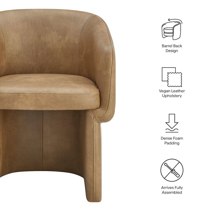 Modway Verity Vegan Leather Dining Chair with Rounded Back in Espresso &ndash; Upholstered Barrel Accent Chair with Armrests for Kitchen, Office, or Living Room