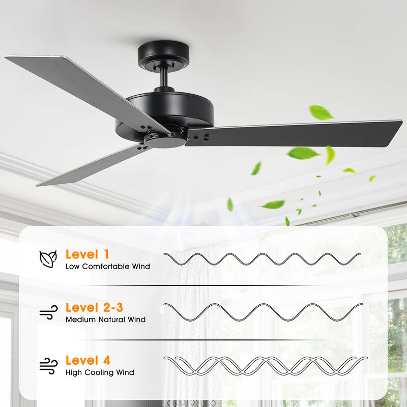 52 in. Barbeque Black Reversible Blades Ceiling Fan with Wall Control without Light