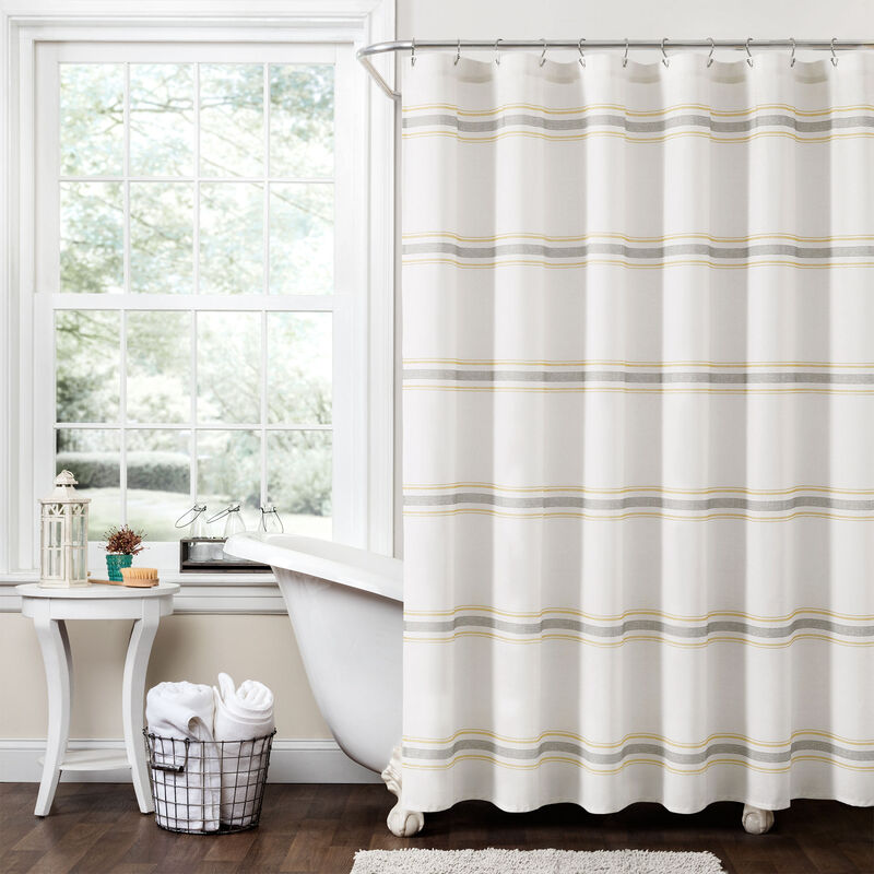 Farmhouse Stripe Cotton Shower Curtain image number 2