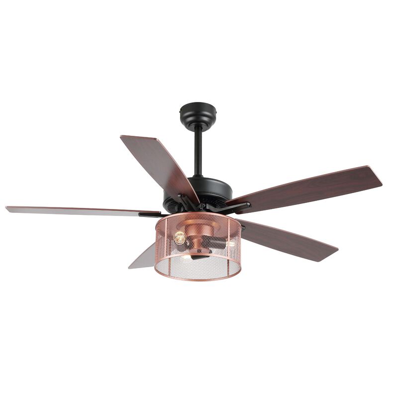 Max Farmhouse Industrial Iron/Wood Mobile Appremote Controlled LED Ceiling Fan