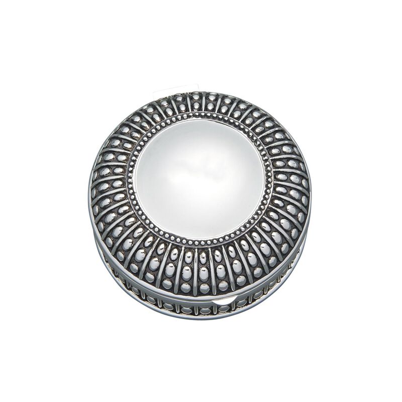 4.5" Silverplated Round Antique-Style Box with Beaded Detail image number 0