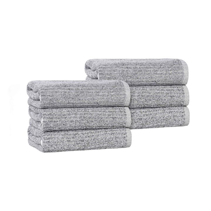 Set of 6 Cotton Blend Hand Towels with Textured Ribbed Design