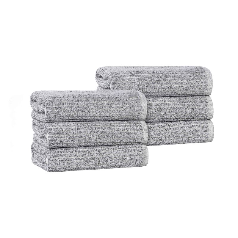 Set of 6 Cotton Blend Hand Towels with Textured Ribbed Design image number 0