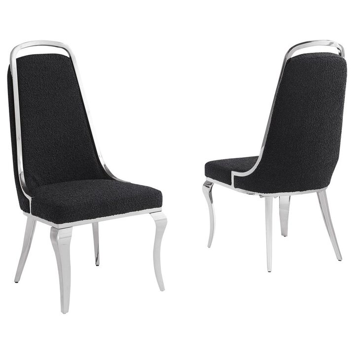 Black Boucle Side Chairs With Silver Base (Set Of 2)