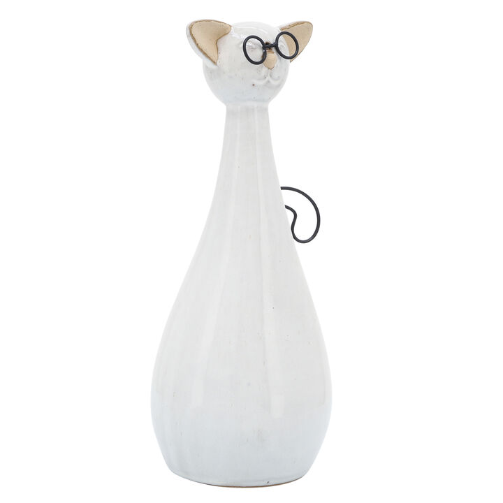 10"H Chubby Cat W/ Glasses