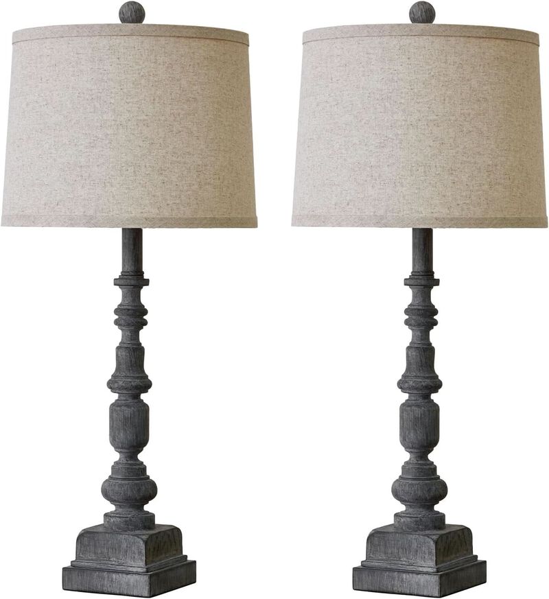 ShipItFurniture 27.75" Industrial Timeworn Farmhouse Table Lamps with USB-A and USB-C, Antique Grey image number 6