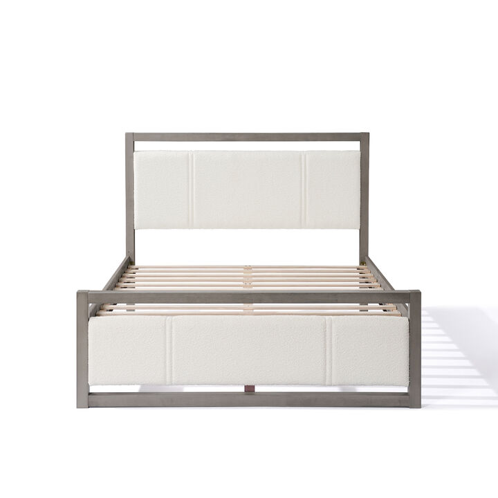 Christopher Knight Home Terra Modern Wood Platform Bed Frame with Ivory Boucle Headboard