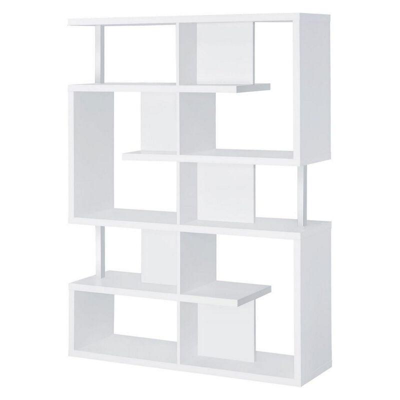 Splendid white bookcase With Chrome Support Beams