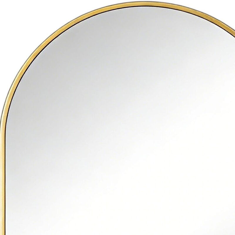 HomeRoots 38" Gold Aluminum Arch Framed Anti Fog Accent Mirror image number 2