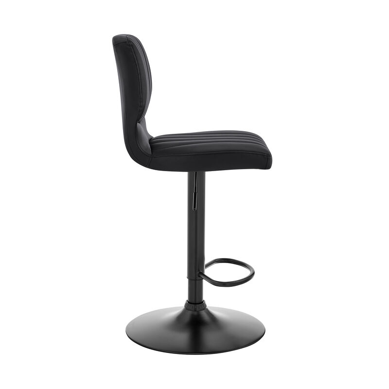 Bardot Adjustable Height Black Faux Leather Swivel Stool