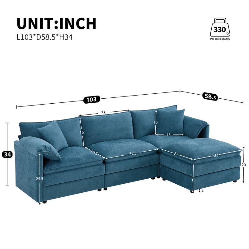 Cepbis L-Shaped Modular Cloud Sectional Sofa image number 9