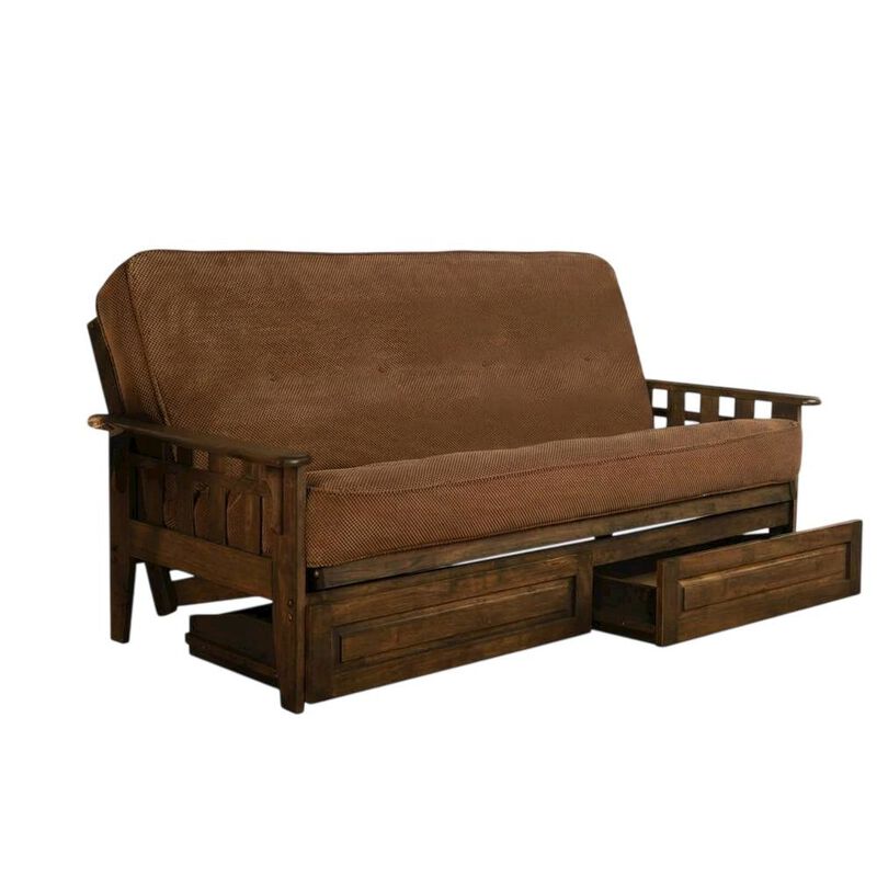 Tucson Frame-Rustic Walnut Finish-Marmont Mocha Mattress-Storage Drawers image number 4