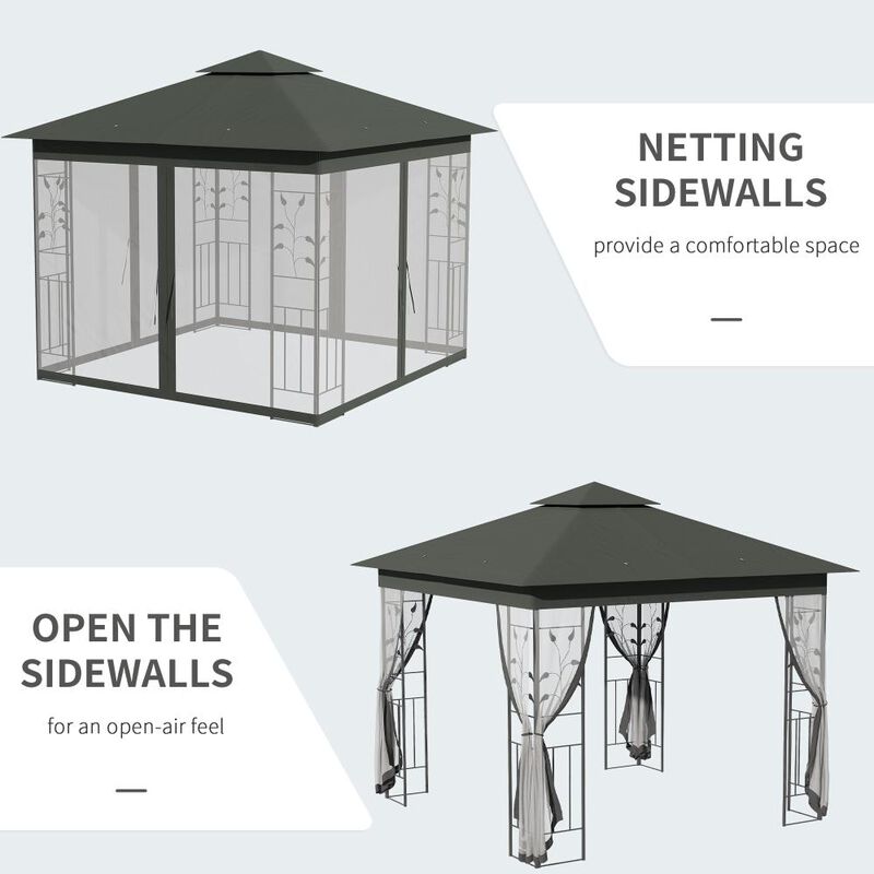 Hivvago 10' x 10' Double Roof Gazebo with Netting image number 5