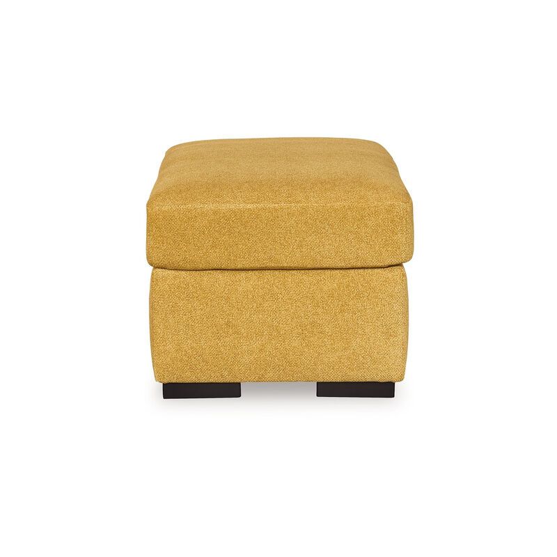 Viena Rectangular Accent Ottoman, Soft Yellow Faux Velvet 24x39 Inch - Benzara