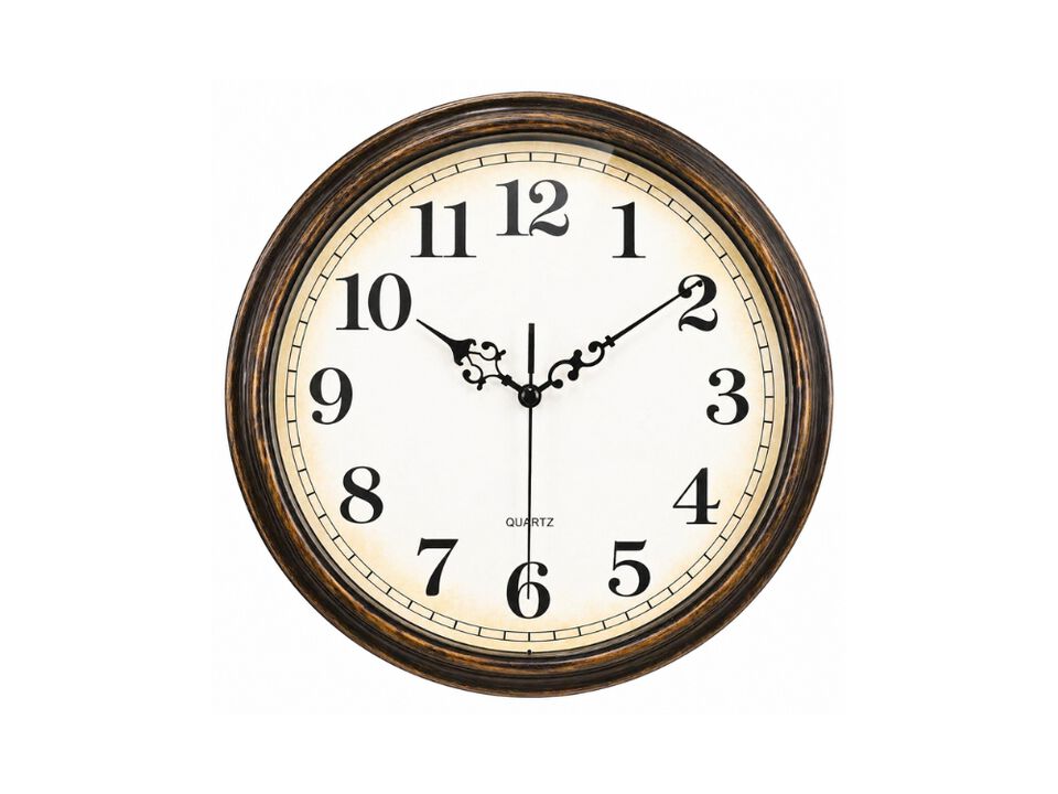 12 Inch Silent Non Ticking Wall Clock Battery Operated Vintage Bronze for Kitchen School Living Room Decor