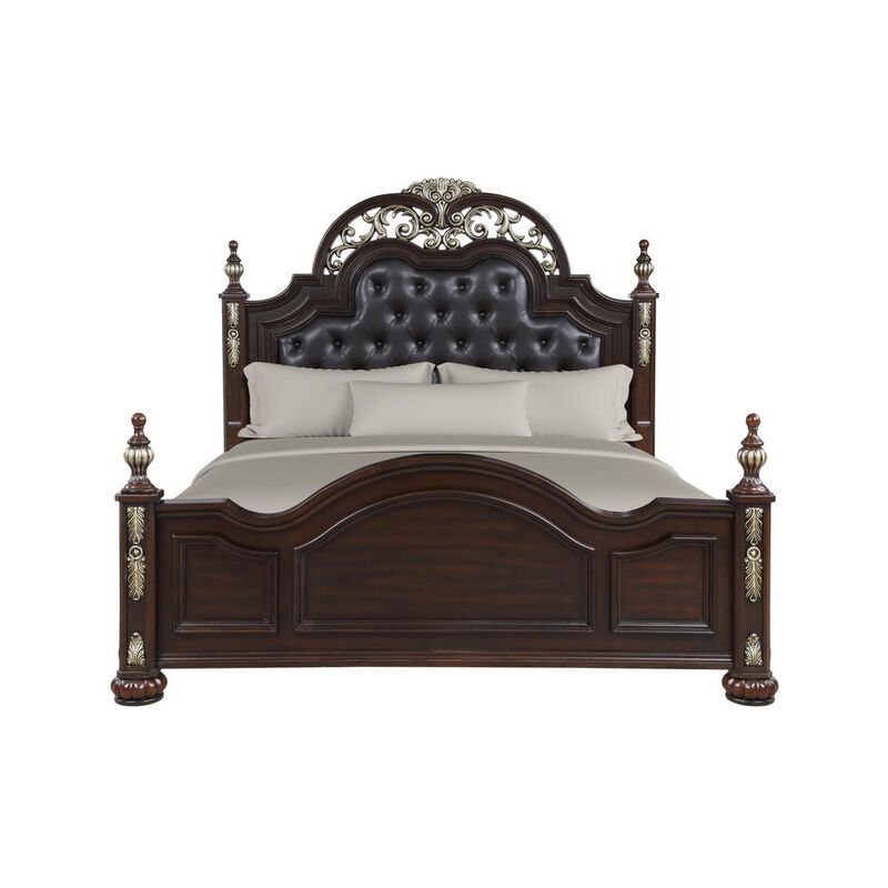 New Classic Furniture Furniture Maximus Contemporary Solid Wood 5/0 Queen Bed in Brown