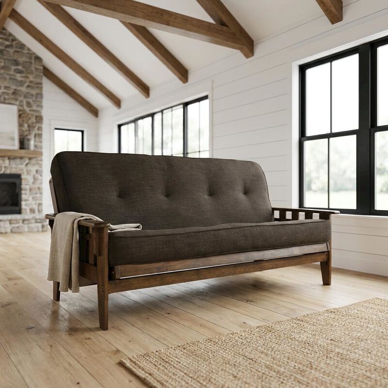 Tucson Frame-Rustic Walnut Finish-Linen Charcoal Mattress image number 7