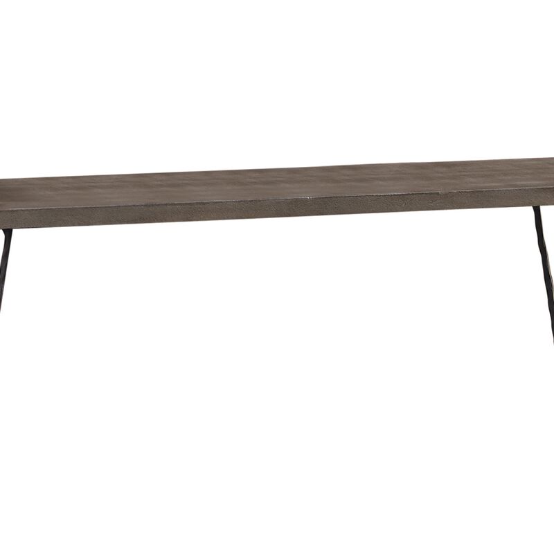 Wooden Console Table with Metal Hairpin Legs, Gray and Black-Benzara