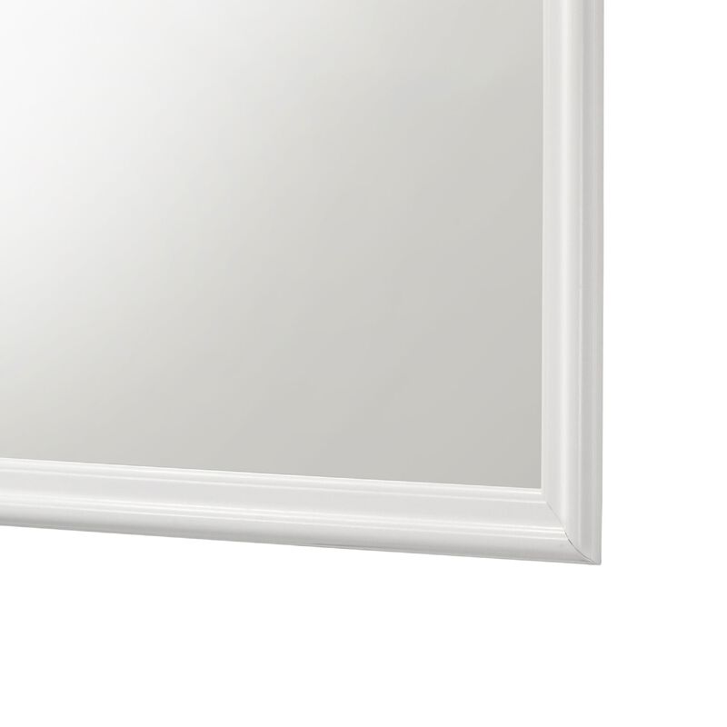 Nim Rectangular Dresser Mirror, Molded Trim Frame, 38 Inch White Wood