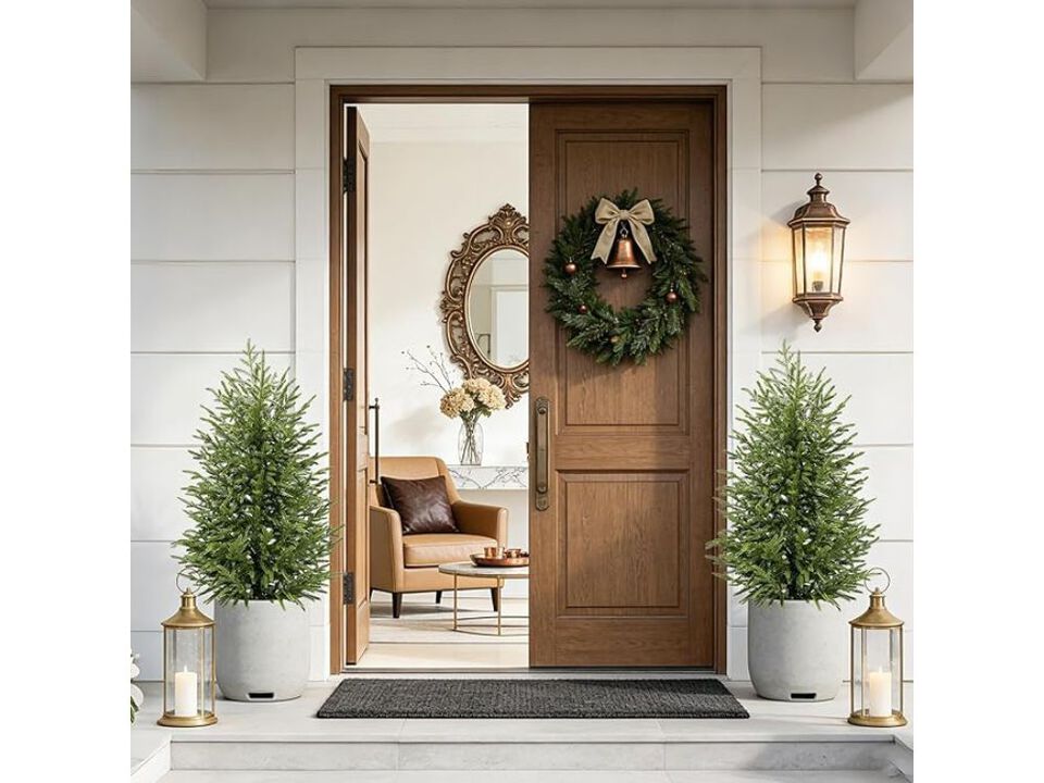 2 Pack Artificial Pine Plants UV Resistant Real Touch Outdoor Garden Porch Decor